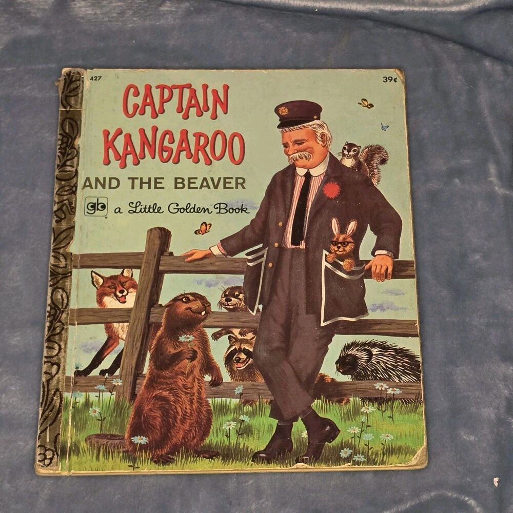 Vintsge Captain Kangaroo and the Beaver Little Golden Book 2nd Printing 1972